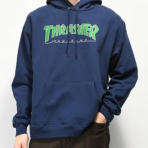 Thrasher Outlined Hoodie Navy Green